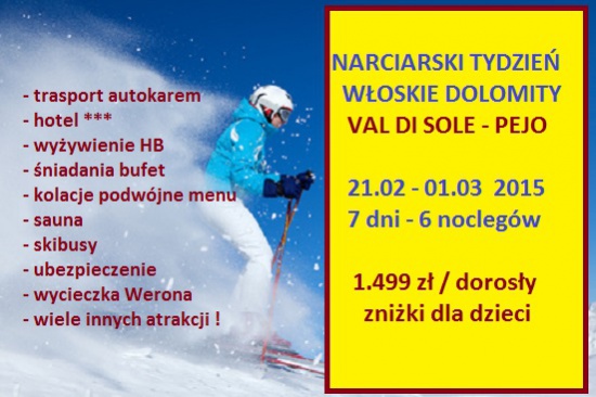 Wyjazdy narciarskie DOLOMITY WŁOSKIE